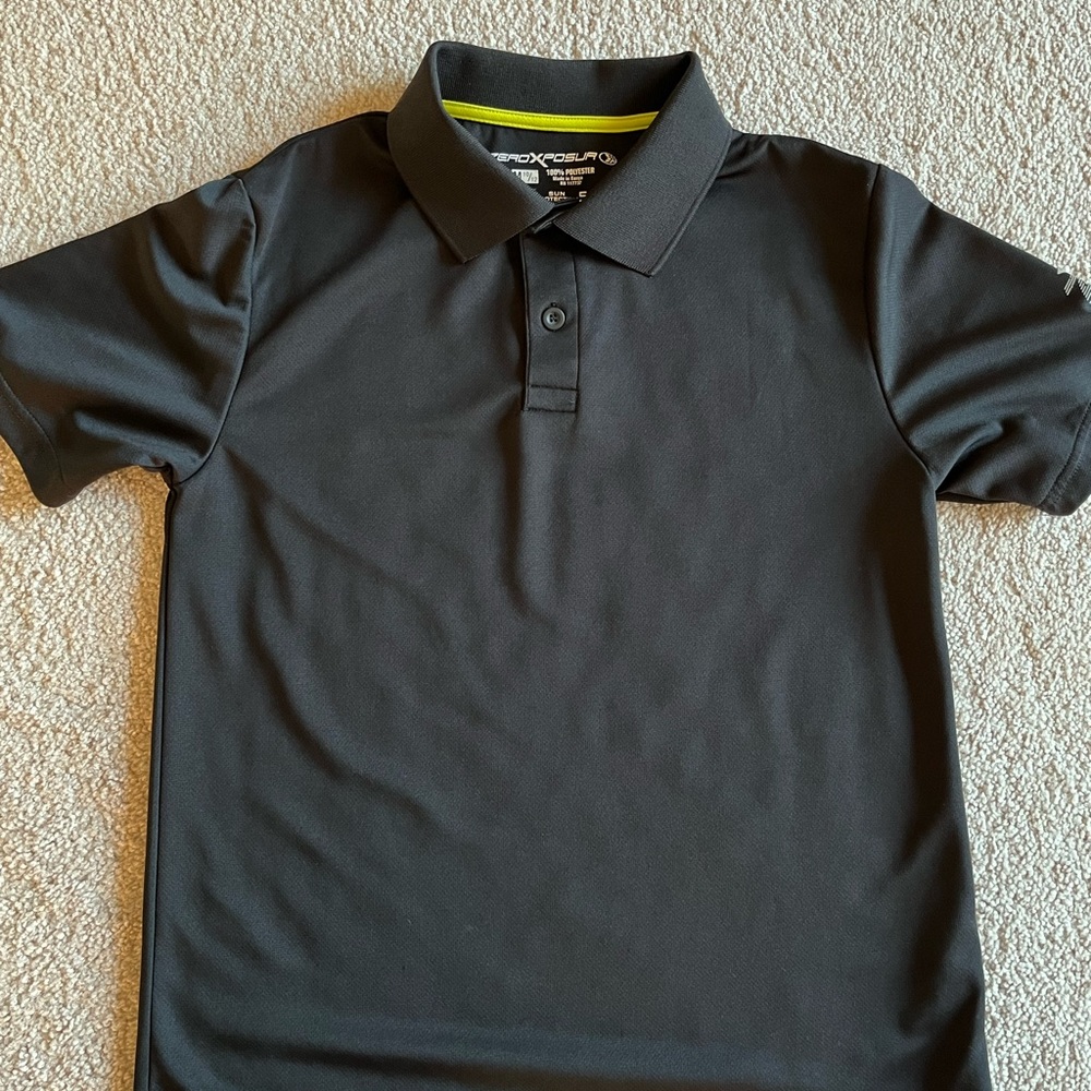 Black polo shirt size medium (10-12)